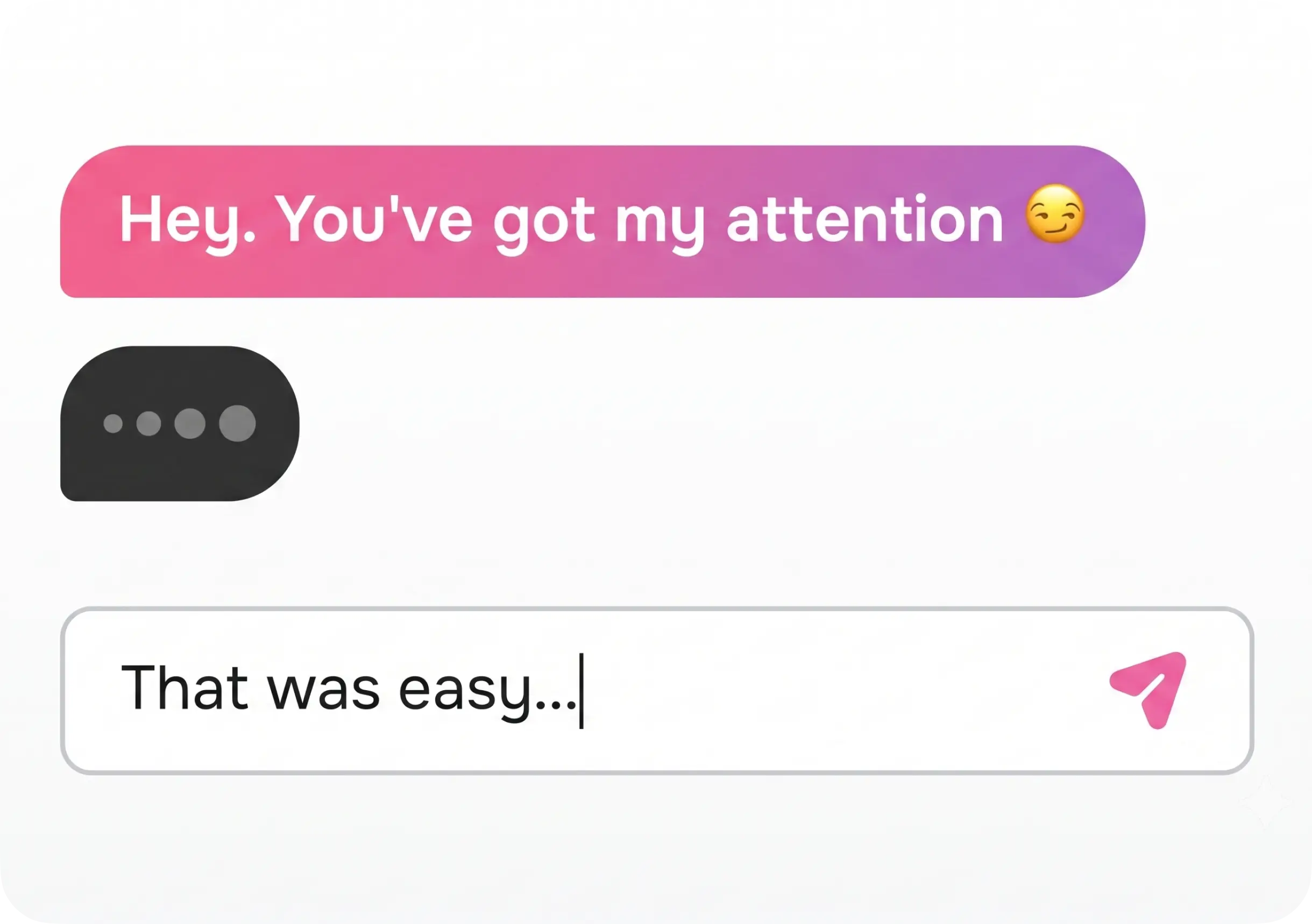 Close-up of the chat interface: sent message, typing indicator and the reply being written
